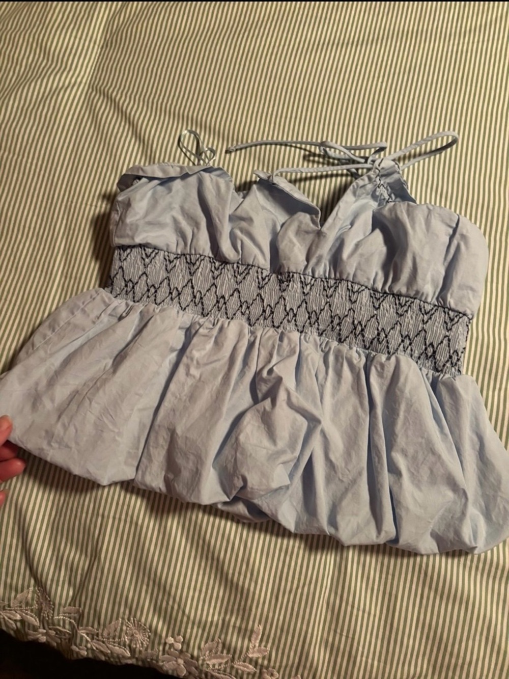 Zara Light Blue Smocked Peplum Cami Top